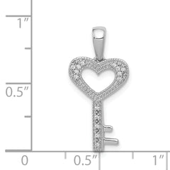 14k White Gold 1/20ct. Diamond Heart Key Pendant