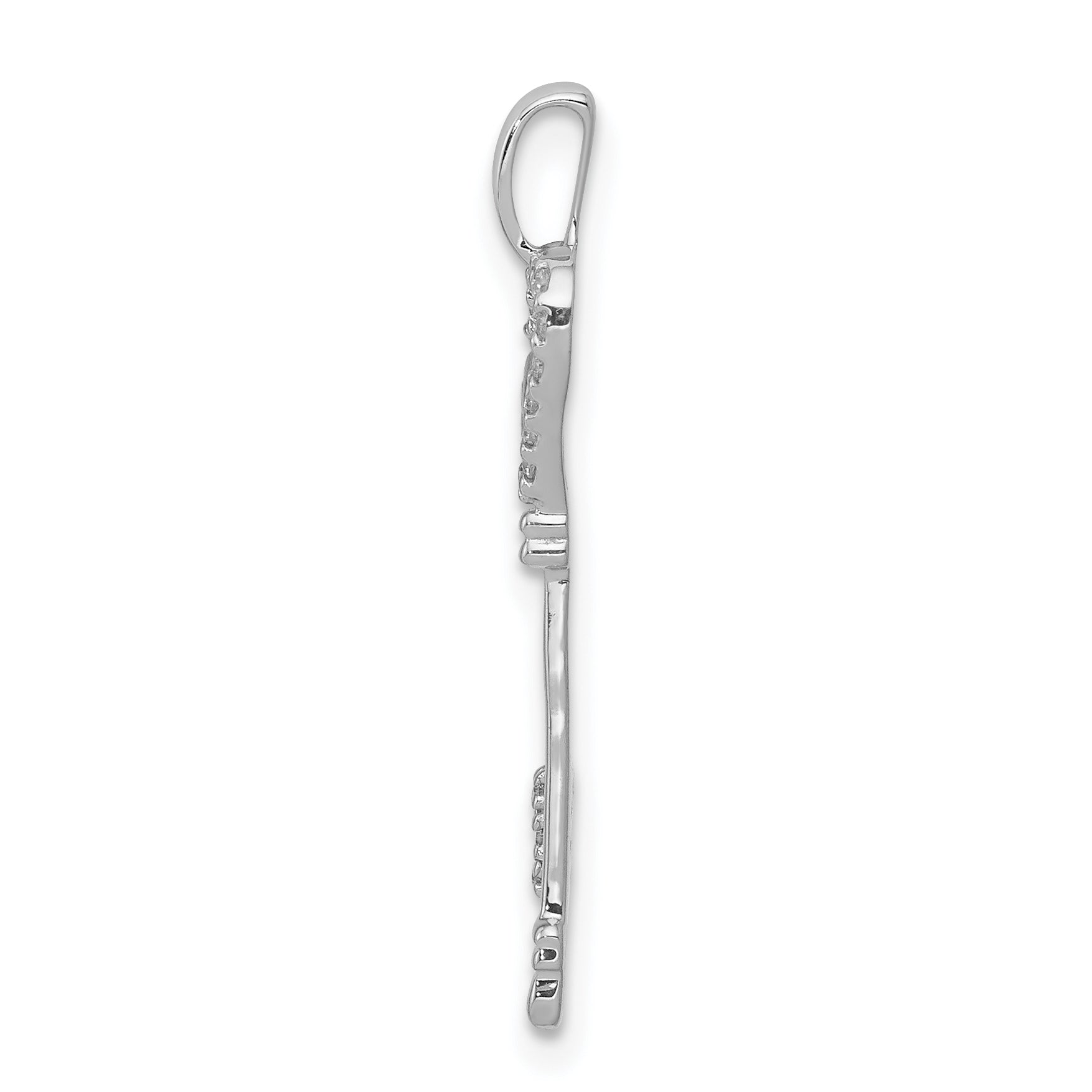 10K White Gold 1/10ct. Diamond Heart Key Pendant