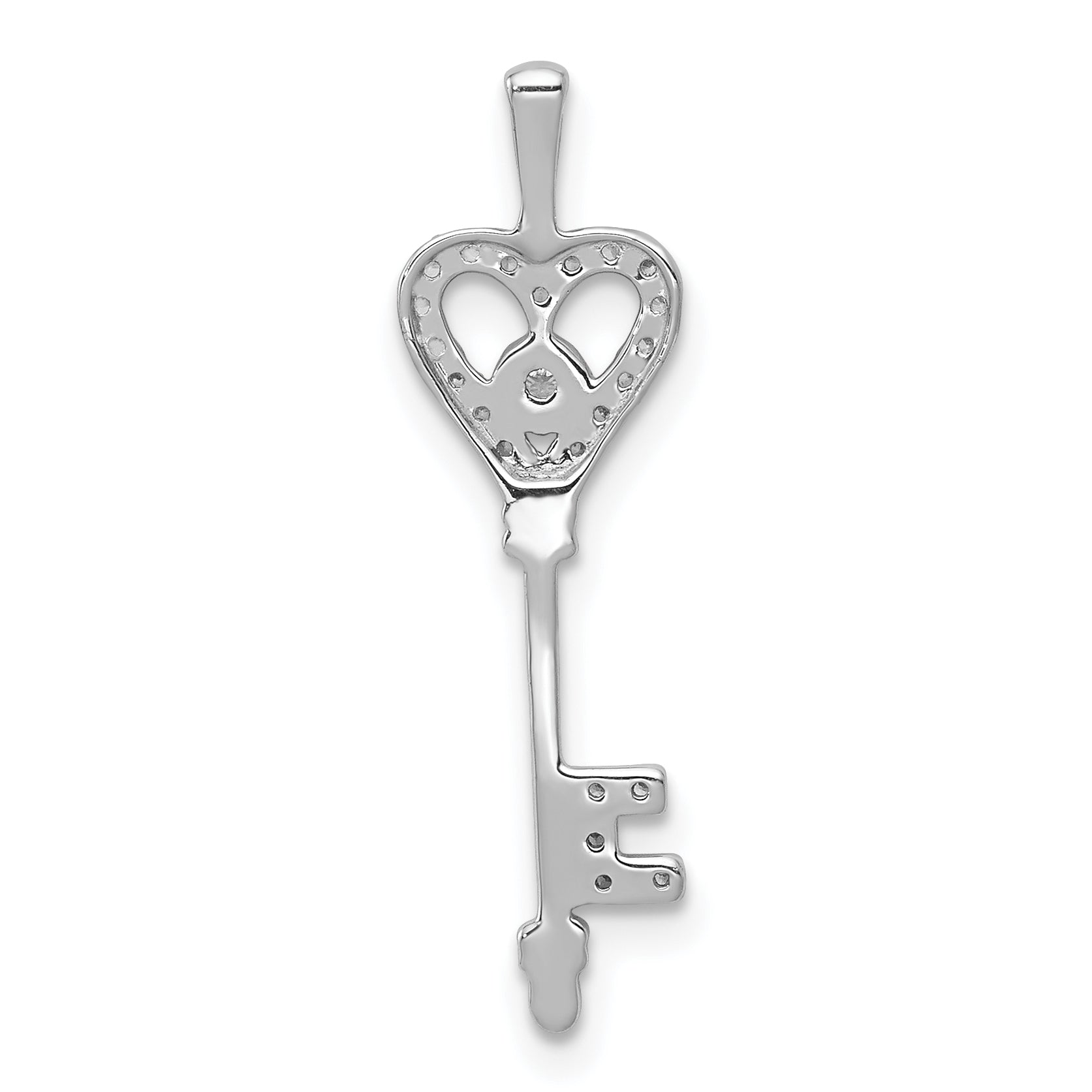 10K White Gold 1/10ct. Diamond Heart Key Pendant