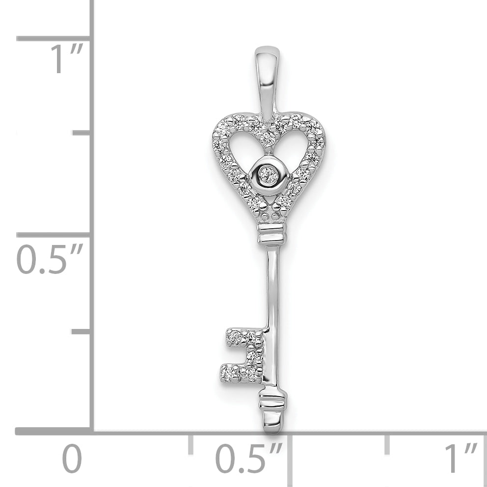 10K White Gold 1/10ct. Diamond Heart Key Pendant