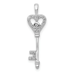 10K White Gold 1/10ct. Diamond Heart Key Pendant