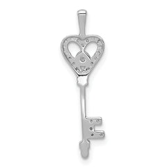 14k White Gold 1/10ct. Diamond Heart Key Pendant