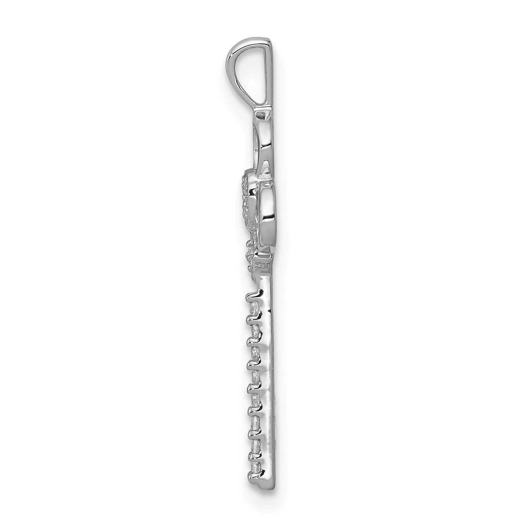 10K White Gold Diamond Club Key Pendant