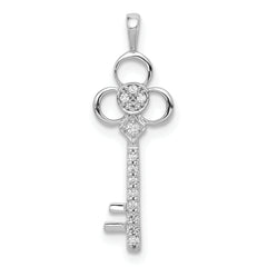 10K White Gold Diamond Club Key Pendant