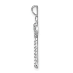 14k White Gold Diamond Club Key Pendant