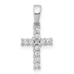 10K White Gold Diamond Latin Cross Pendant