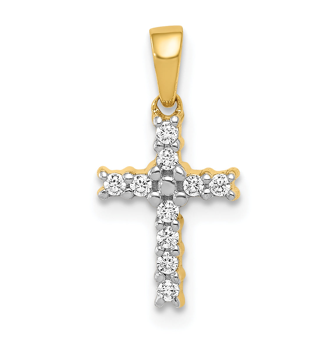 10K and Rhodium 1/10ct. Diamond Latin Cross Pendant