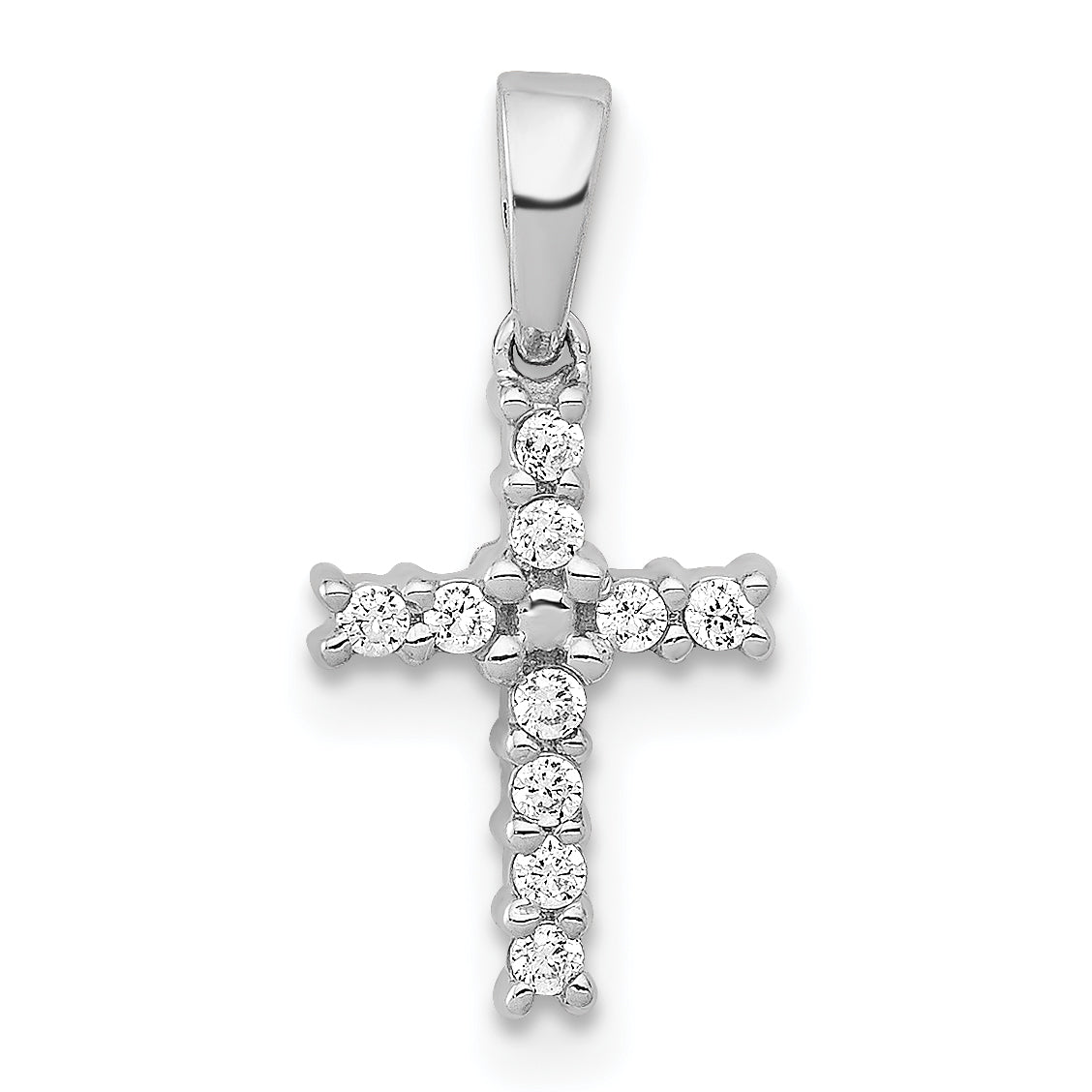 14K White Gold Lab Grown Diamond Latin Cross Pendant