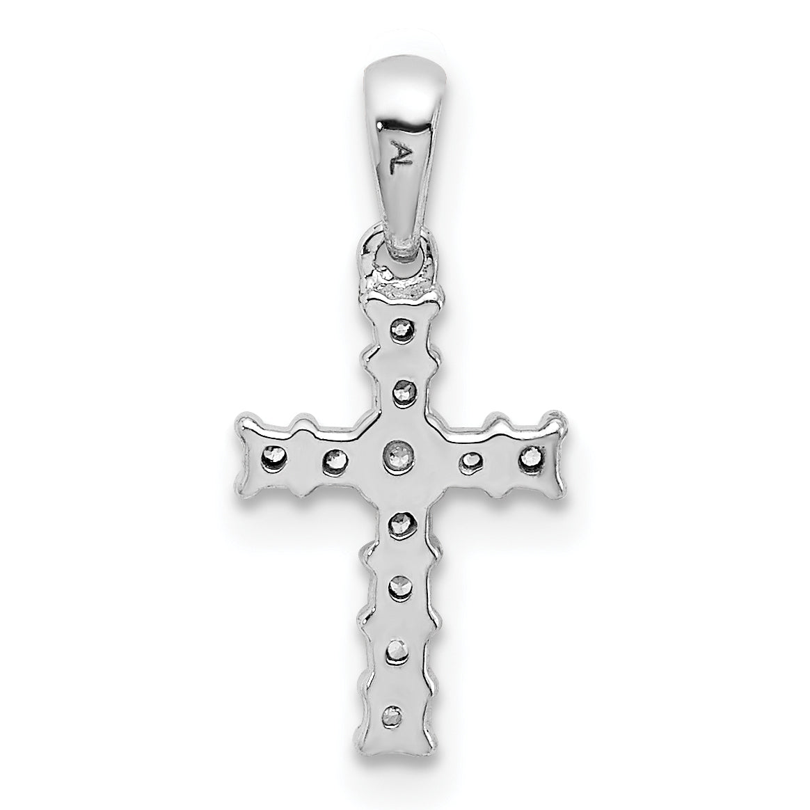 10K White Gold 1/20ct. Diamond Latin Cross Pendant