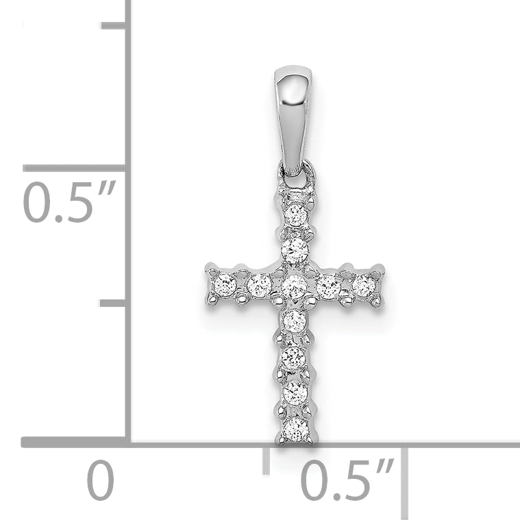 10K White Gold 1/20ct. Diamond Latin Cross Pendant