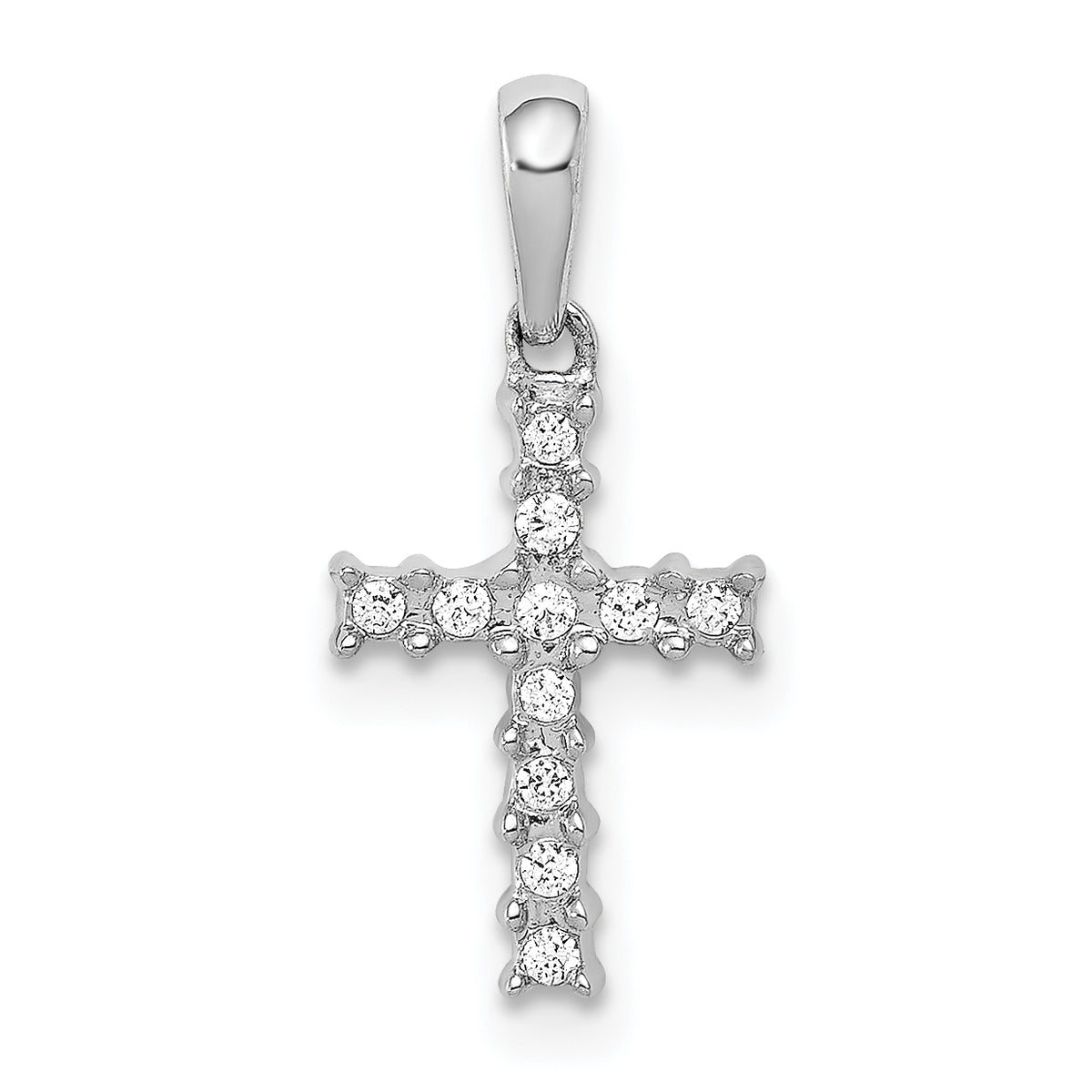 10K White Gold 1/20ct. Diamond Latin Cross Pendant