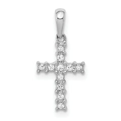 10K White Gold 1/20ct. Diamond Latin Cross Pendant