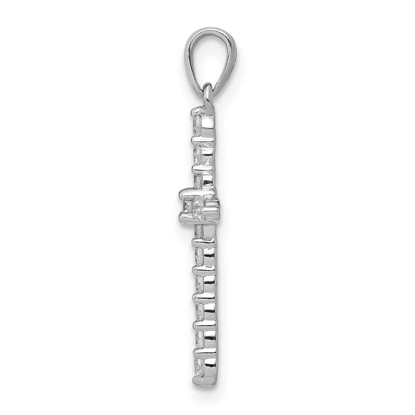 10K White Gold Polished 1/4ct. Diamond Cross Pendant