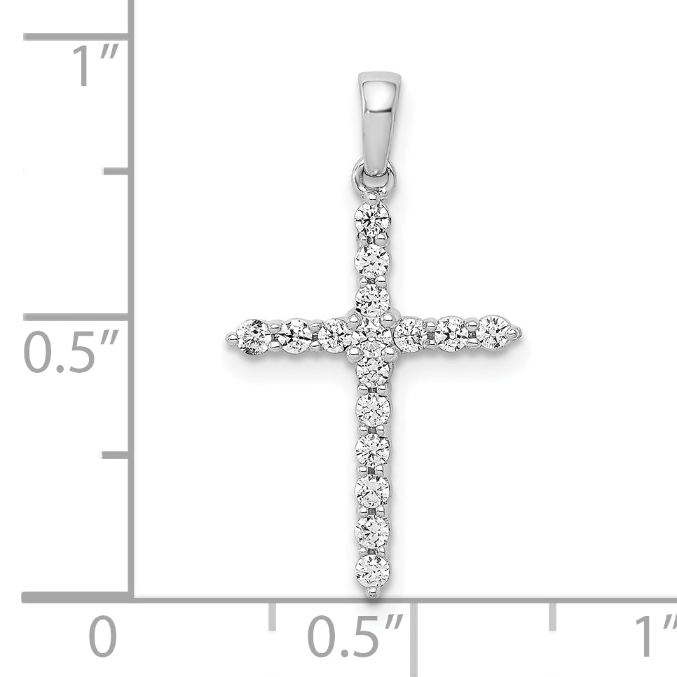 10K White Gold Polished 1/4ct. Diamond Cross Pendant