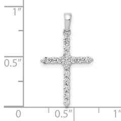 10K White Gold Polished 1/4ct. Diamond Cross Pendant