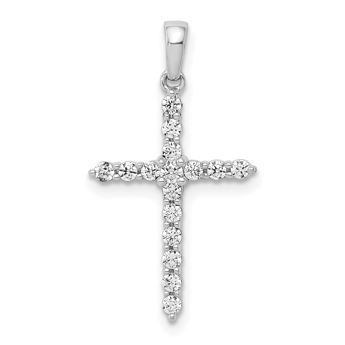 10K White Gold Polished 1/4ct. Diamond Cross Pendant