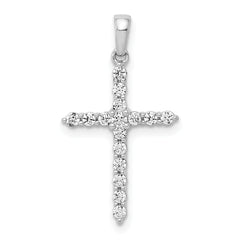 10K White Gold Polished 1/4ct. Diamond Cross Pendant