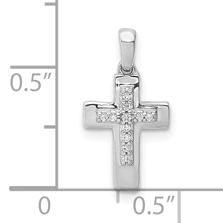 10K White Gold Diamond Cross Pendant