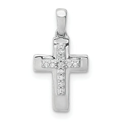 10K White Gold Diamond Cross Pendant