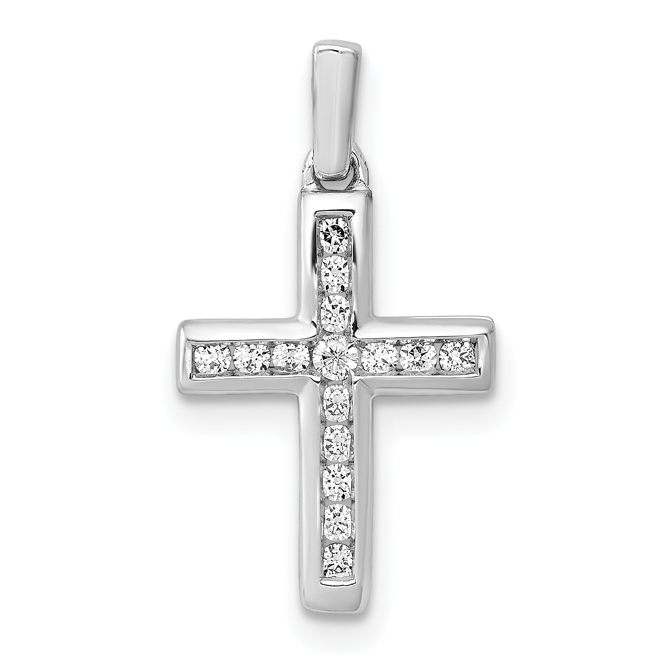 14K White Gold Lab Grown Diamond Latin Cross Pendant