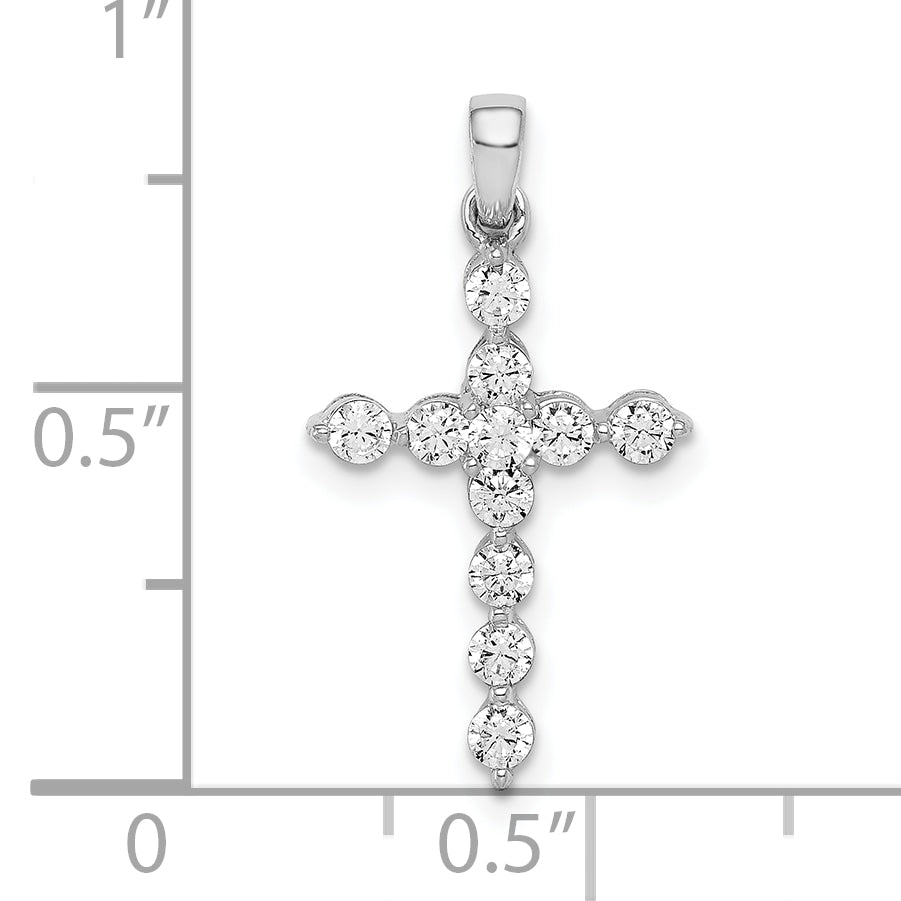 10K White Gold Diamond Cross Pendant