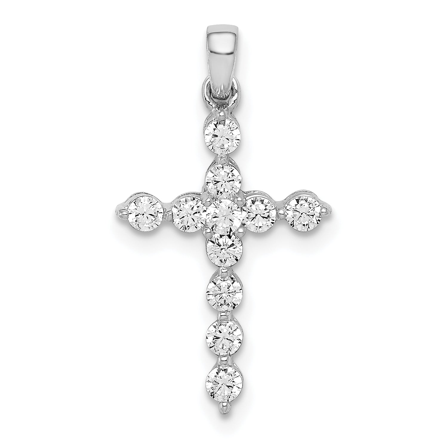 10K White Gold Diamond Cross Pendant