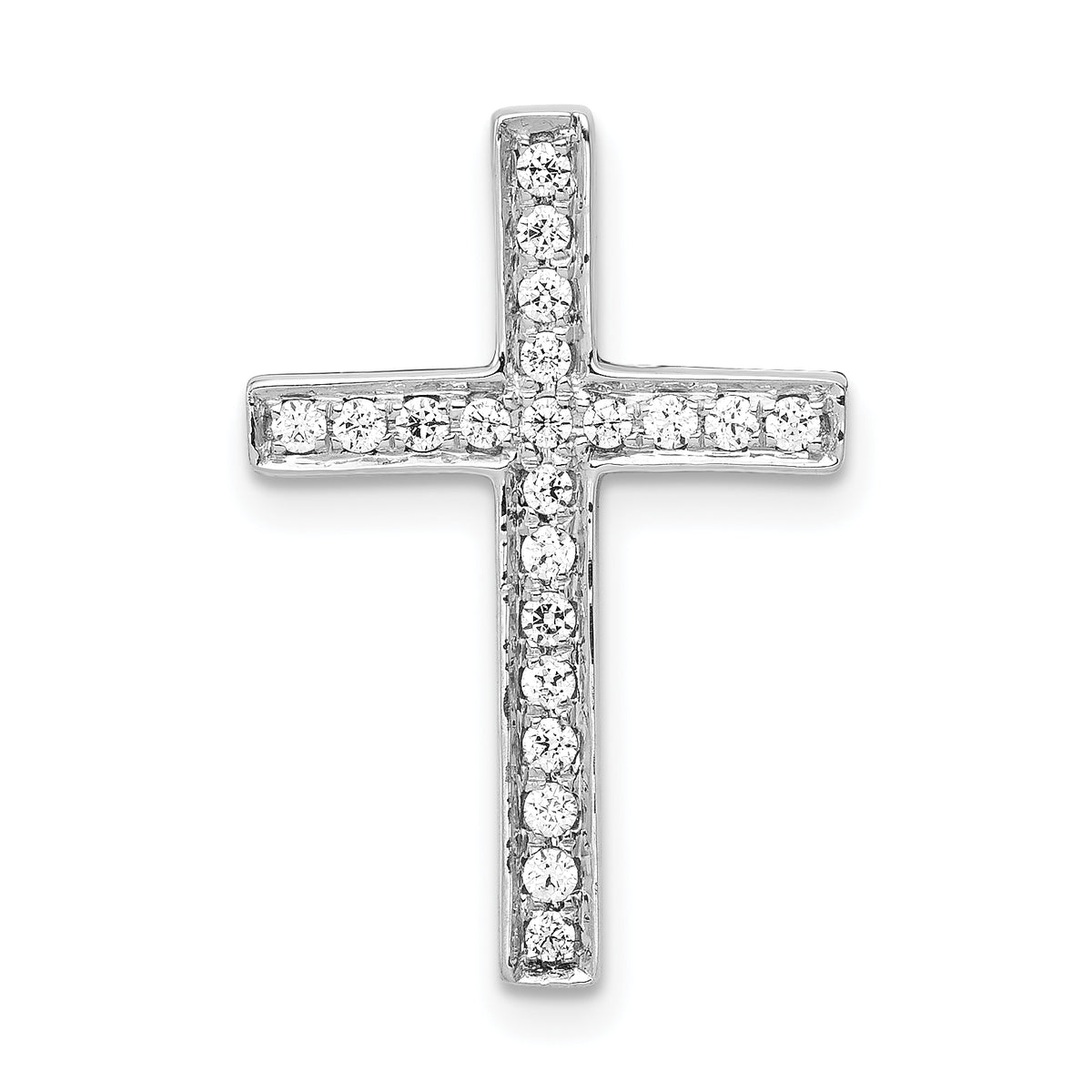 10K White Gold Diamond Cross Slide Pendant