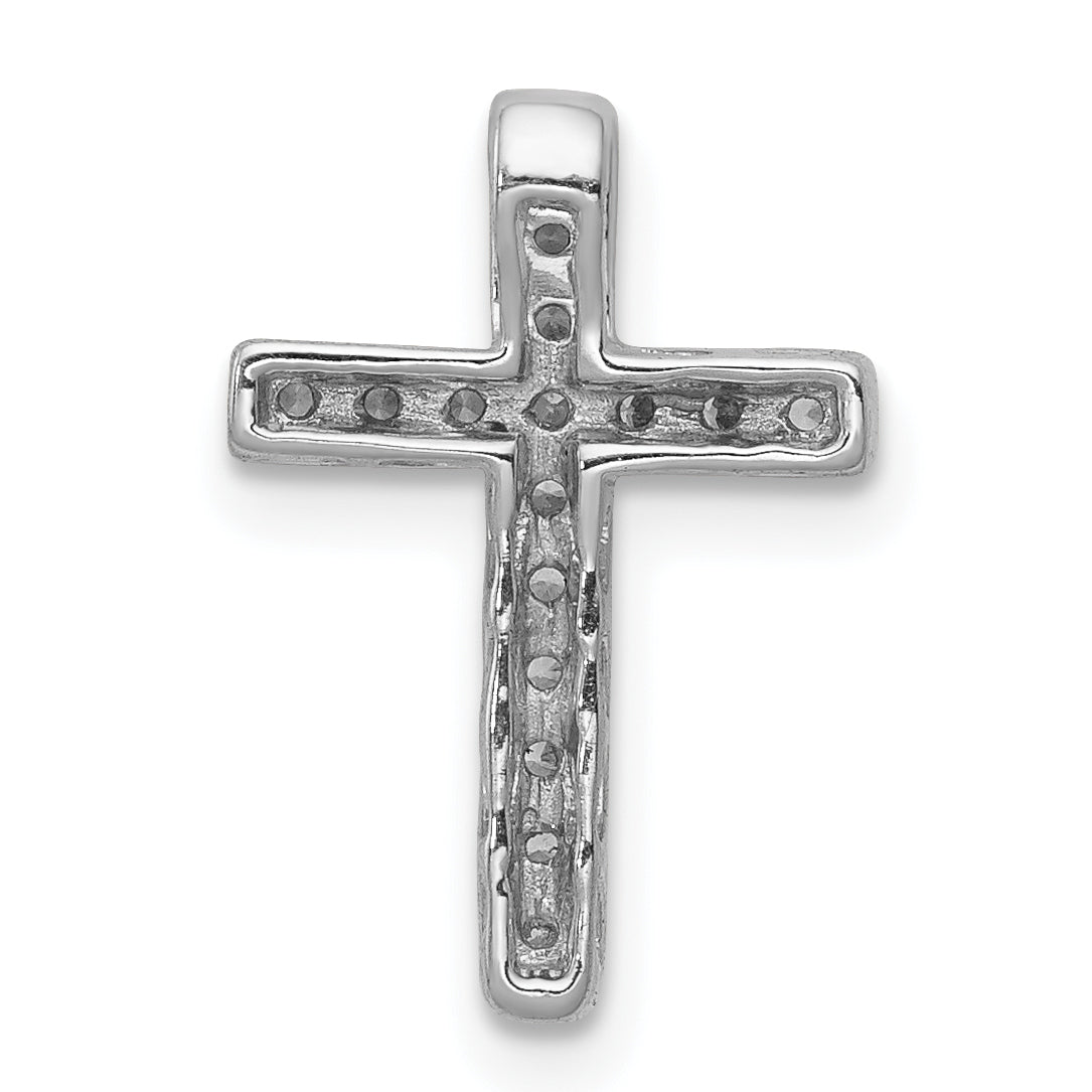 10K White Gold 1/6ct. Diamond Latin Cross Chain Slide