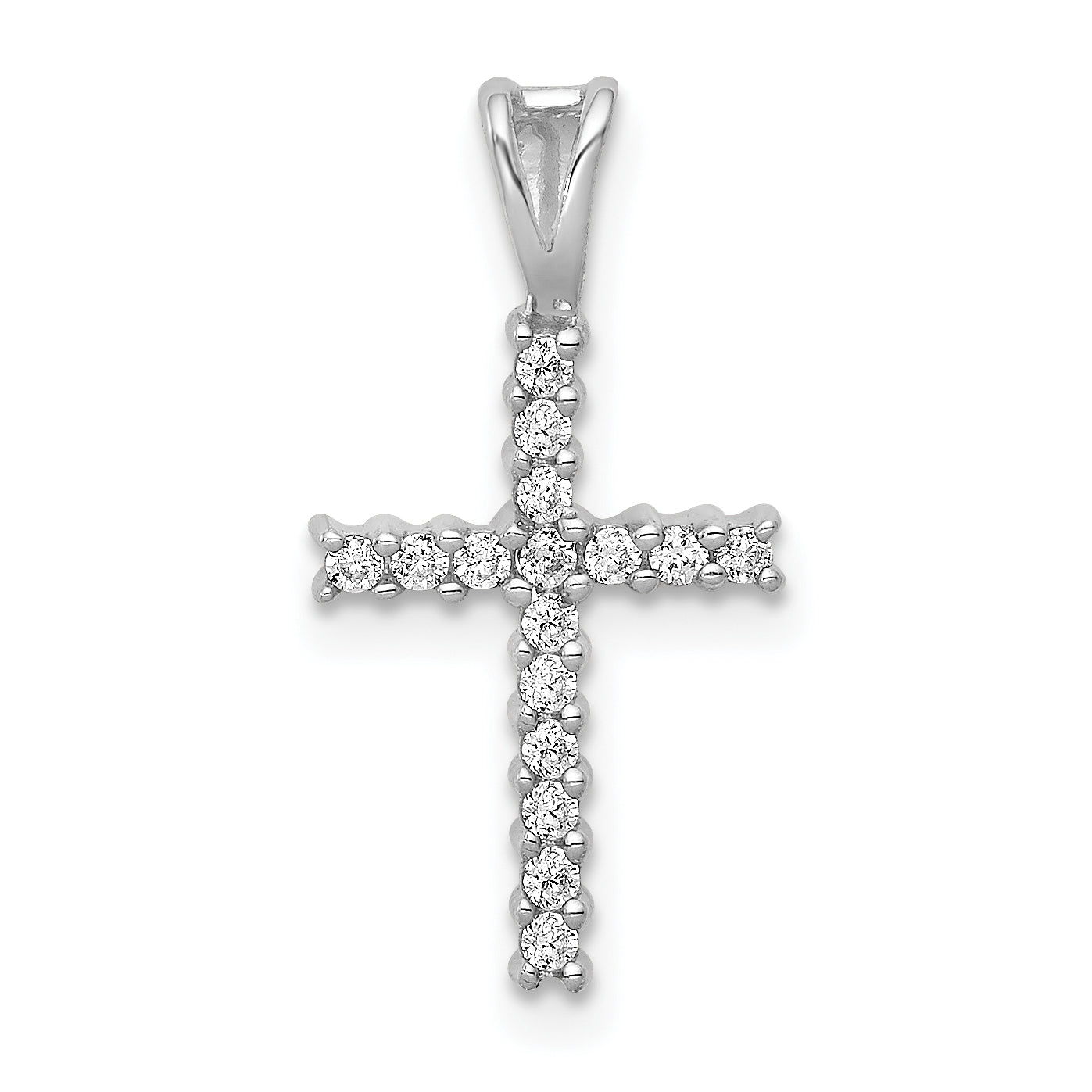 10K White Gold 1/6ct. Diamond Latin Cross Pendant