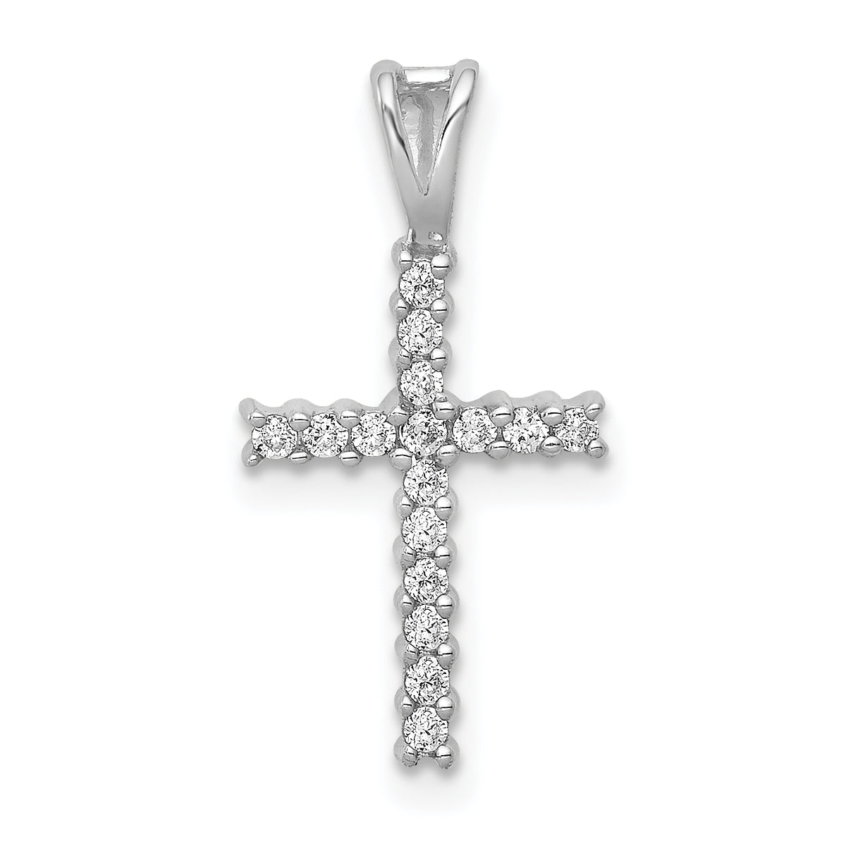 10K White Gold 1/6ct. Diamond Latin Cross Pendant