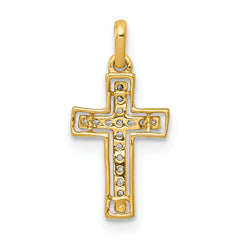 10K and Rhodium 1/20ct. Diamond Cross Pendant