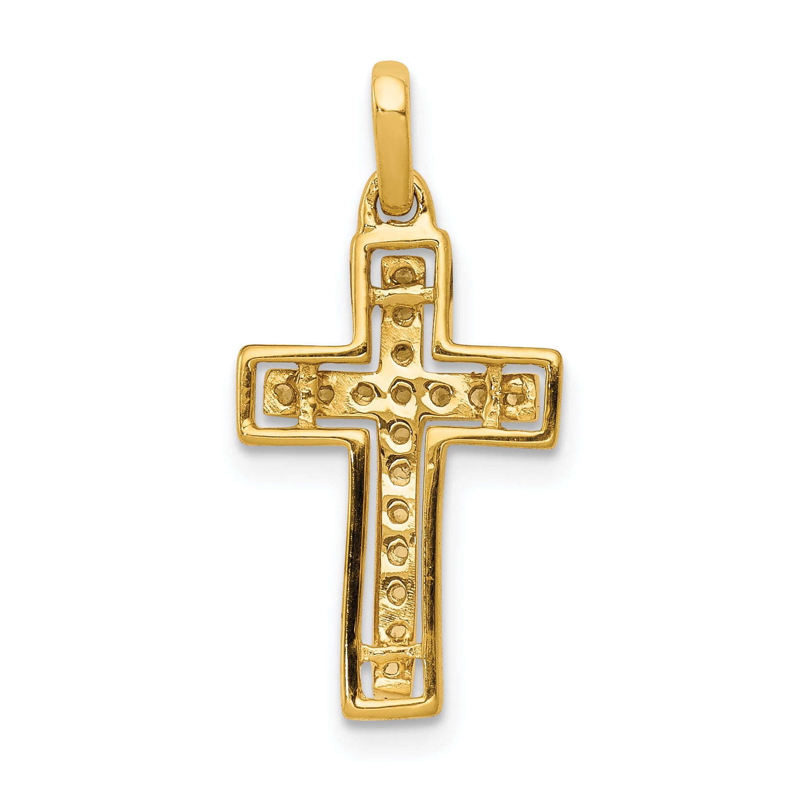 10K and Rhodium 1/8ct. Diamond Cross Pendant