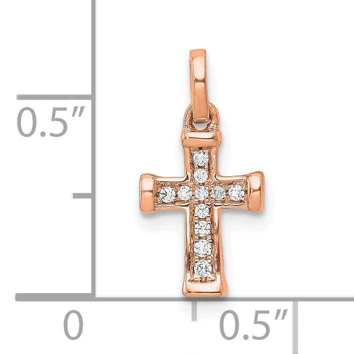 10K Rose Gold Small 1/20ct. Diamond Latin Cross Pendant