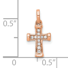 10K Rose Gold Small 1/20ct. Diamond Latin Cross Pendant