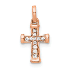 10K Rose Gold Small 1/20ct. Diamond Latin Cross Pendant