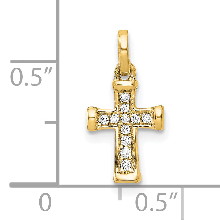 10K Small 1/20ct. Diamond Latin Cross Pendant