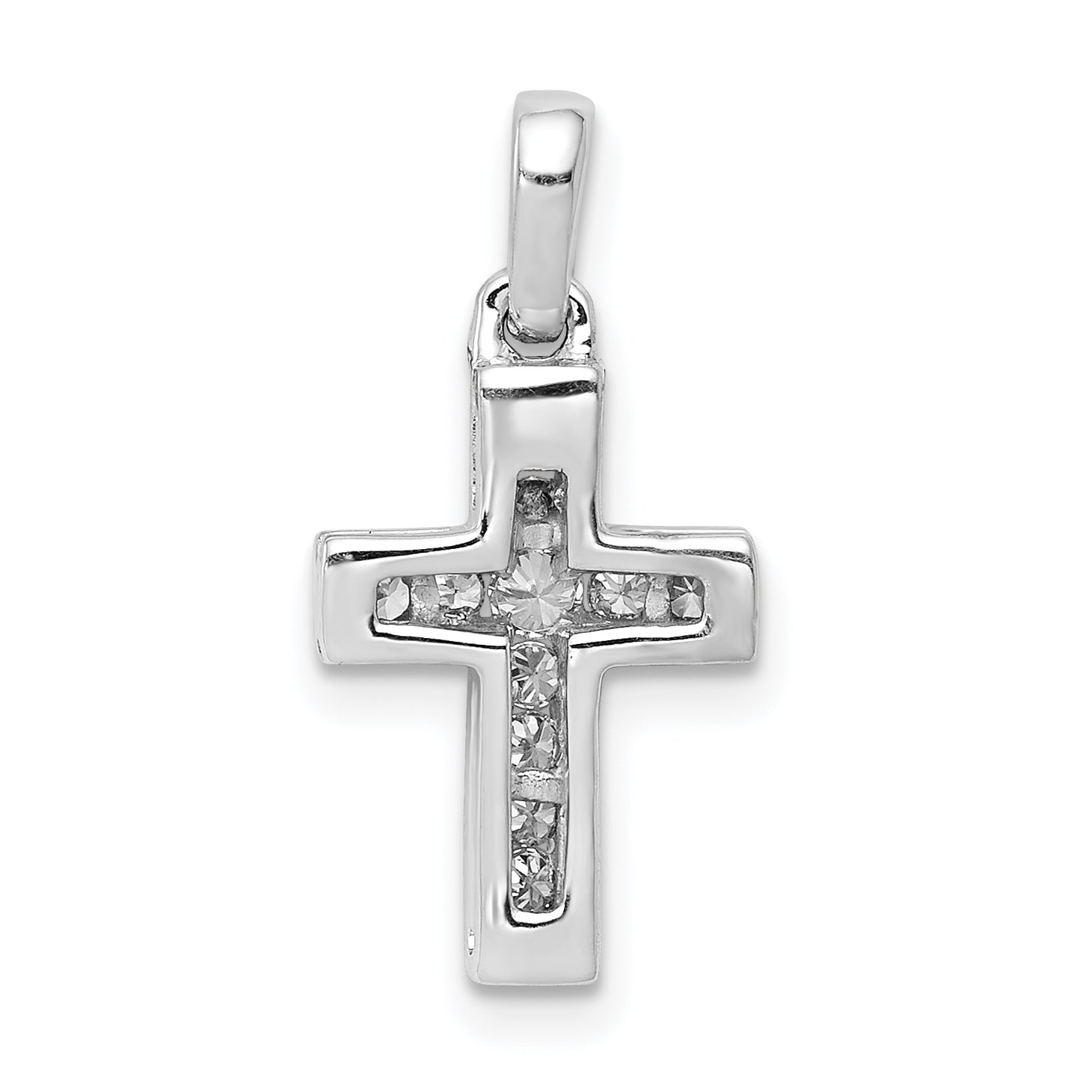 10K White Gold 1/6ct. Diamond Latin Cross Pendant