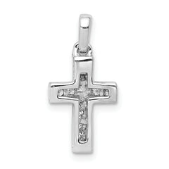 10K White Gold 1/6ct. Diamond Latin Cross Pendant