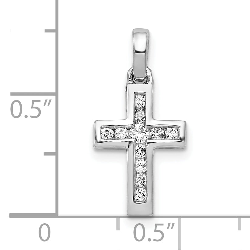 10K White Gold 1/6ct. Diamond Latin Cross Pendant