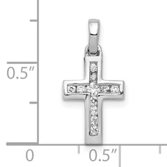 10K White Gold 1/6ct. Diamond Latin Cross Pendant