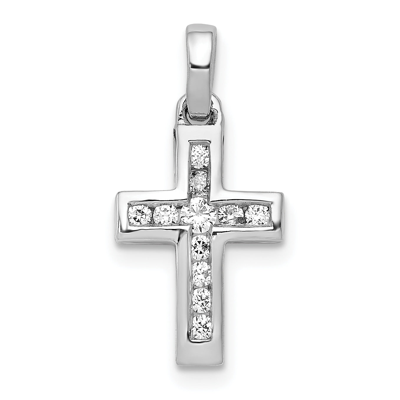 10K White Gold 1/6ct. Diamond Latin Cross Pendant