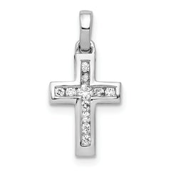 10K White Gold 1/6ct. Diamond Latin Cross Pendant