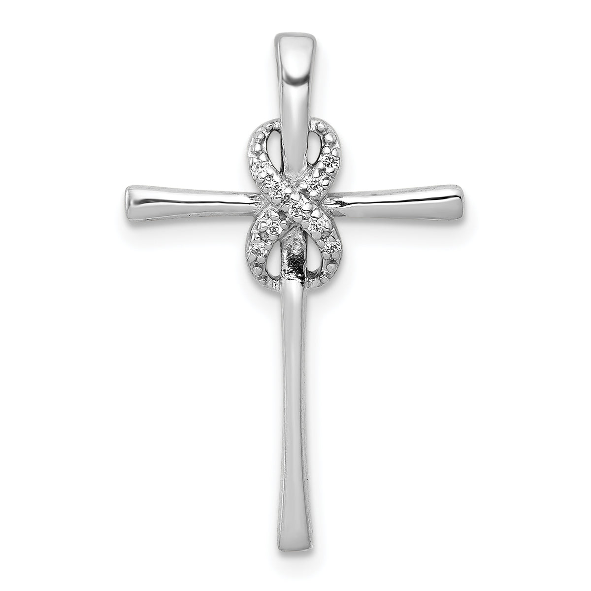 10K White Gold .03ct. Diamond Infinity Cross Chain Slide