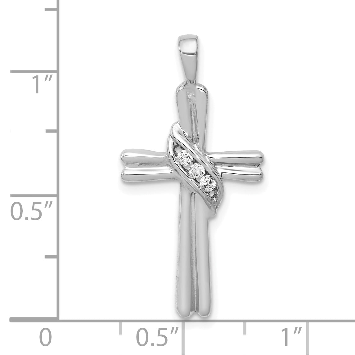 10K White Gold AA Diamond Cross Pendant