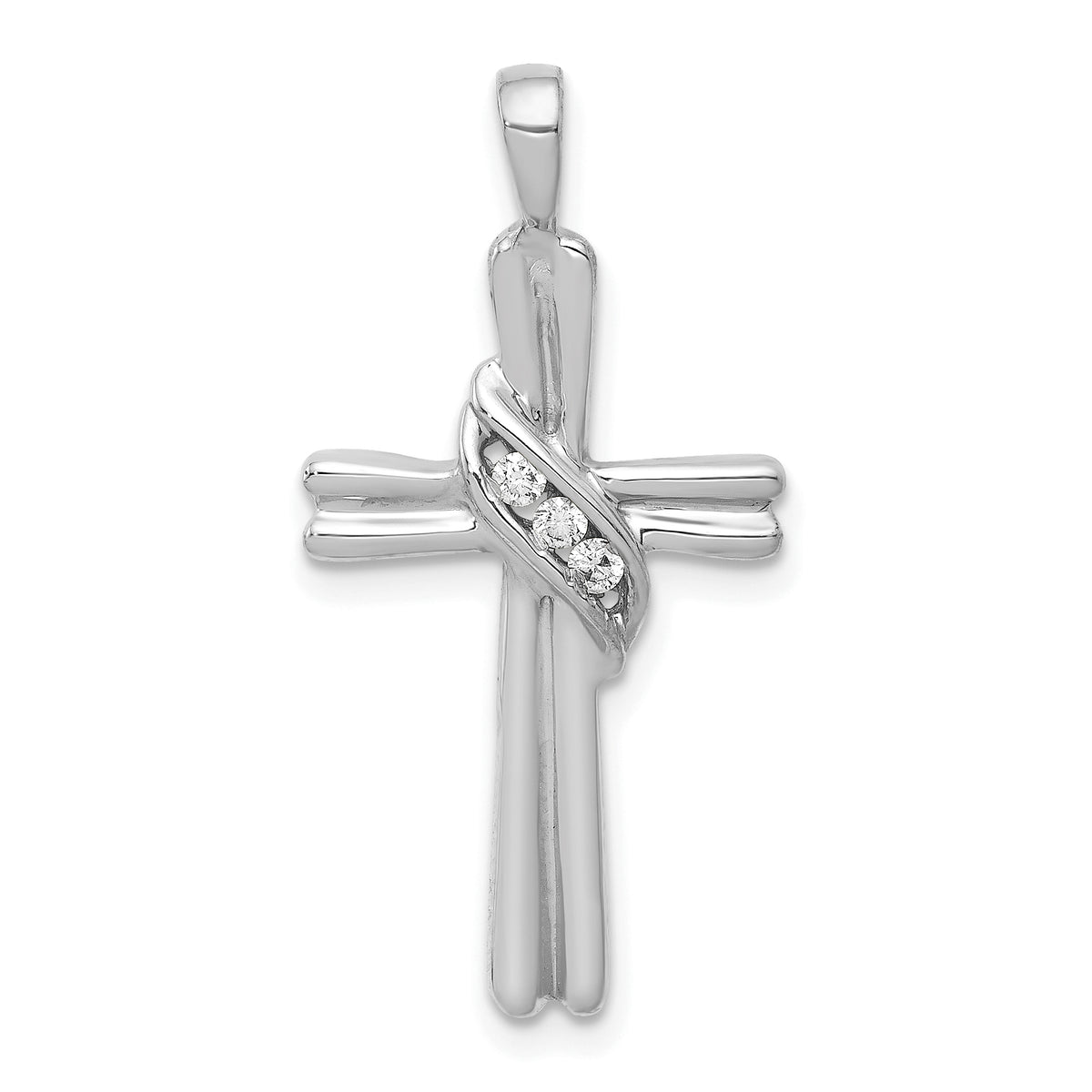 10K White Gold AA Diamond Cross Pendant