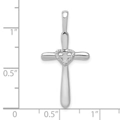 10K White Gold 1/10ct. Diamond Cross w/Heart Pendant