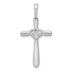 10K White Gold 1/10ct. Diamond Cross w/Heart Pendant