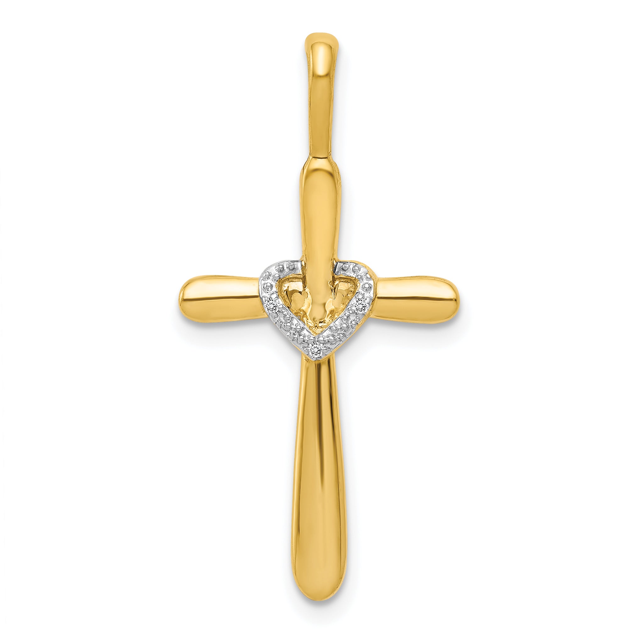 10K Diamond Cross w/Heart Pendant