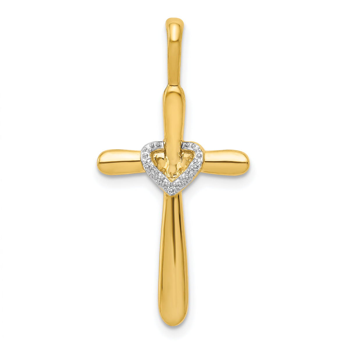 10K Diamond Cross w/Heart Pendant