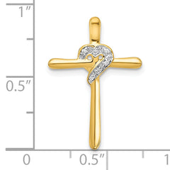 10K .02ct. Diamond Heart Cross Chain Slide